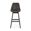 Tabouret de bar - Lot de 2 chaises de bar H76 cm en tissu gris foncé pieds noirs - ELO photo 2