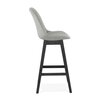 Tabouret de bar - Lot de 2 chaises de bar H75 cm en tissu gris clair pieds noirs - ELO photo 3