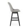 Tabouret de bar - Lot de 4 chaises de bar H65 cm en tissu gris clair pieds noirs - ELO photo 3