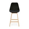Tabouret de bar - Lot de 2 chaises de bar H66 cm en tissu noir pieds naturels - ELO photo 2