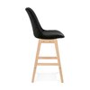 Tabouret de bar - Lot de 2 chaises de bar H66 cm en tissu noir pieds naturels - ELO photo 3