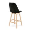 Tabouret de bar - Lot de 2 chaises de bar H66 cm en tissu noir pieds naturels - ELO photo 4