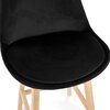 Tabouret de bar - Lot de 2 chaises de bar H66 cm en tissu noir pieds naturels - ELO photo 5