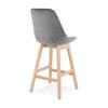 Tabouret de bar - Lot de 2 chaises de bar H66 cm en tissu gris pieds naturels - ELO photo 4