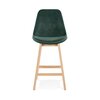 Tabouret de bar - Lot de 2 chaises de bar H66 cm en tissu vert pieds naturels - ELO photo 2