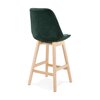 Tabouret de bar - Lot de 2 chaises de bar H66 cm en tissu vert pieds naturels - ELO photo 4