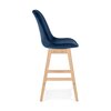 Tabouret de bar - Lot de 2 chaises de bar H66 cm en tissu bleu pieds naturels - ELO photo 3