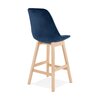 Tabouret de bar - Lot de 2 chaises de bar H66 cm en tissu bleu pieds naturels - ELO photo 4