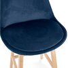 Tabouret de bar - Lot de 2 chaises de bar H66 cm en tissu bleu pieds naturels - ELO photo 5