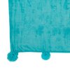 Couvre-lits et accessoires - Plaid 130x170 cm en polyester turquoise avec pompons - PANDO photo 2