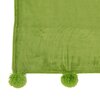 Couvre-lits et accessoires - Plaid 130x170 cm en polyester vert avec pompons - PANDO photo 2