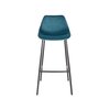Tabouret de bar - Lot de 2 chaises de bar H80 cm en velours bleu - FRANKY photo 2