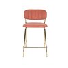 Tabouret de bar - Lot de 2 chaises de bar 48x54x89 cm en tissu rose - JULIEN photo 2