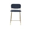 Tabouret de bar - Lot de 2 chaises de bar 48x54x89 cm en tissu bleu foncé - JULIEN photo 2