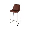 Tabouret de bar - Lot de 2 chaises de bar 47x48x103 cm en cuir marron et métal photo 2
