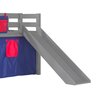 Lit enfant - Lit surélevé 90x200 cm avec toboggan gris décor bleu et rouge - PINO photo 4