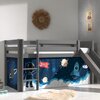 Lit - Lit surélevé avec toboggan gris décor astronaute - PINO photo 2