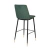 Tabouret de bar - Lot de 2 chaises de bar H75 cm en tissu vert foncé - LIONEL photo 4