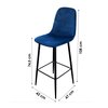 Tabouret de bar - Lot de 4 chaises de bar H74,5 cm en velours bleu foncé - HYGGE photo 2