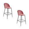 Tabouret de bar - Lot de 2 chaises de bar en velours rose et pieds noirs - AHMAS photo 2