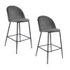Tabouret de bar - Lot de 2 chaises de bar en velours gris et pieds noirs - AHMAS photo 2