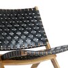 Meuble de jardin - Chaise pliante 74,5x66x73 cm en cuir noir et teck naturel photo 2