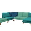 Canapé - Canapé d'angle modulable 6 personnes en tissu multicolore bleu - HOMY photo 3