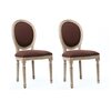 Chaise - Lot de 2 chaises médaillon 49x63x94 cm en lin chocolat photo 2
