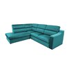 Canapé - Canapé d'angle à gauche fixe en tissu velours turquoise - KOLN photo 2