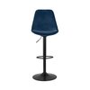 Tabouret de bar - Chaise de bar 48x55x123 cm en tissu bleu foncé et pied noir - LUCIE photo 2