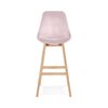 Tabouret de bar - Chaise de bar 56x48x113 cm en velours rose et pieds naturel - ELO photo 2