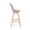 Tabouret de bar - Chaise de bar 56x48x113 cm en velours rose et pieds naturel - ELO photo 3