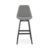 Tabouret de bar - Chaise de bar 56x48x113 cm en velours noir et blanc et pied noir - ELO photo 2
