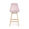 Tabouret de bar - Chaise de bar 56x48x103 cm en velours rose et pieds naturel - ELO photo 2