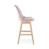 Tabouret de bar - Chaise de bar 56x48x103 cm en velours rose et pieds naturel - ELO photo 3