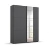 Armoire - Armoire 2 portes coulissantes avec miroir 131 cm gris foncé - SALOA photo 2