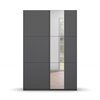Armoire - Armoire 2 portes coulissantes avec miroir 131 cm gris foncé - SALOA photo 3