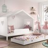 Lit enfant - Lit cabane avec tiroir et barrière 90x200 cm en pin blanc - KAREV photo 2