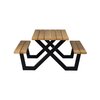 Ensemble repas - Ensemble table et banc de jardin 206x145x75 cm en bois et métal photo 3