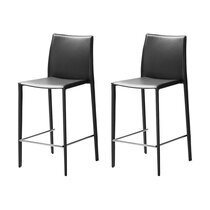 Lot de 2 chaises de bar en cuir recyclé coloris noir - BORA BORA