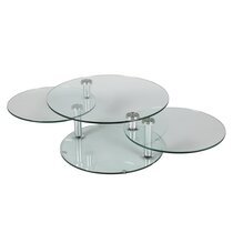Table basse 3 plateaux ovales en verre trempé - GLASS