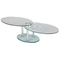 Table basse 2 plateaux ovales en verre trempé transparent - GLASS