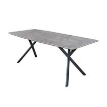 Table à manger ovale 190x90cm MDF et acier - décor béton