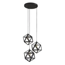 Suspension 3 lampes triangulaire - métal noir