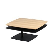 Table basse carrée double plateau bois et noir