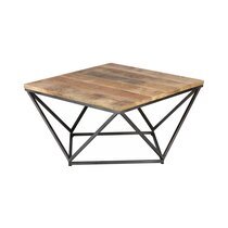 Table basse carré 95 cm en bois et acier - DALBERGIA