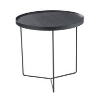 Table gigogne ronde 50,5 cm en bois et métal noir