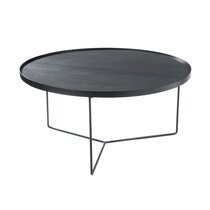 Table gigogne ronde 80,5 cm en bois et métal noir