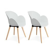 Lot de 2 chaises coque plastique blanc - NOVAK