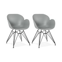 Lot de 2 fauteuils design gris piétement métal noir- UMILA